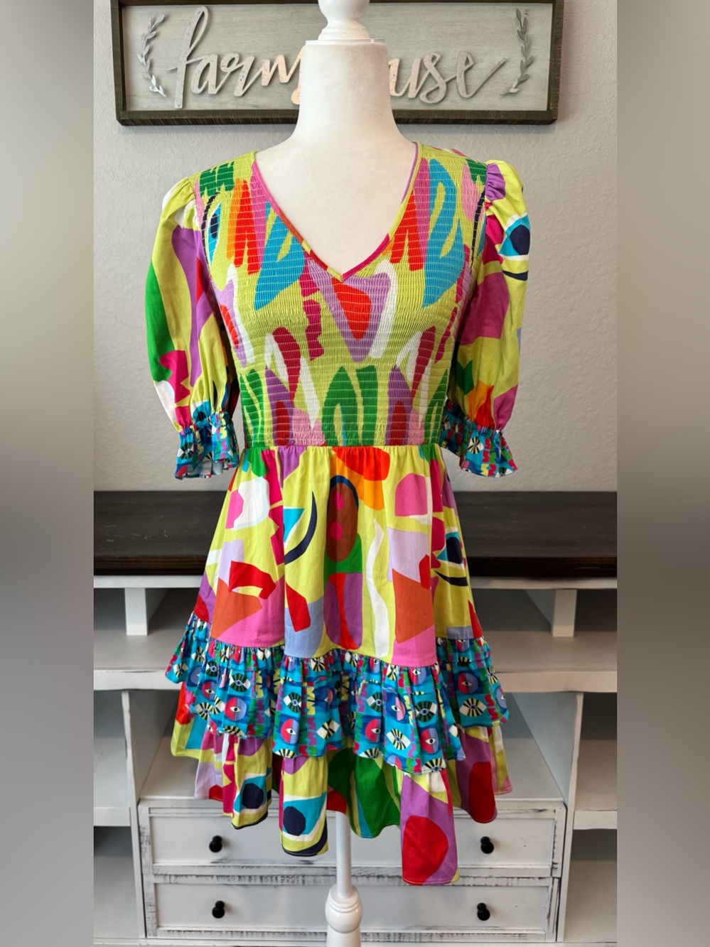 Alden Adair Alex Matisse Dress Mixed Prints Women's Size S J
